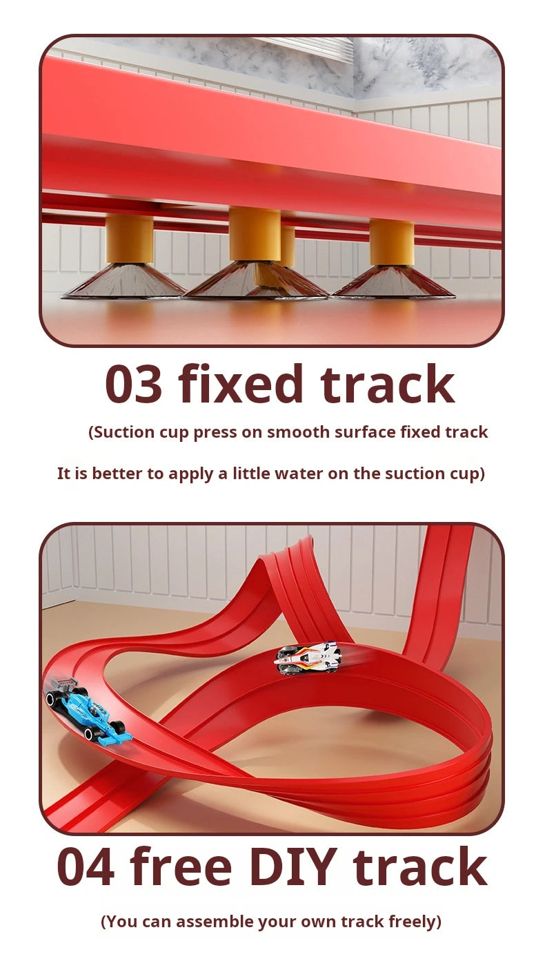 DIY Flexible Race Track Children Toys Double-track Racing Car Ramp Compatible 1/64th Cars Portable Rolls Up Boy Christmas Gift