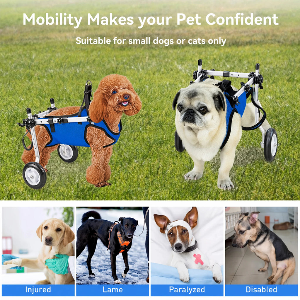 Pet Hind Leg Rehabilitation Assistance Harness and Traction Set, Mobility Aid Wheelchair for Disabled Pets with Traction Rope, Silicone Water Bowl and Waste Bag Combo, Total Traction Rope Length 96.8inch Cm, Suitable for Smal