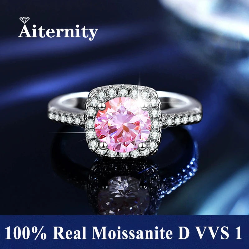 100% Real Moissanite Ring D VVS1 Pass Diamond Test Pen Adjustable Size S925 Sliver GRA Certificate Wedding Rings for Women