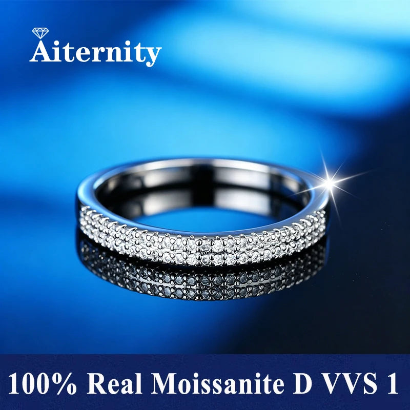 100% Pass Diamond Tester Pen Moissanite Female Single Tail Ring Matching Wedding Diamond Band for Women 925 Sterling Silver Ring