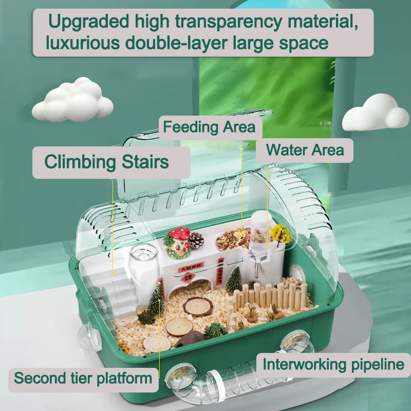 DIY Tunnel Cage Hamster Cage Hamster Hose Tubing Toy Fun Platform Pet Home Drinking Water Bottle For Golden Hamster Fun Tunnel
