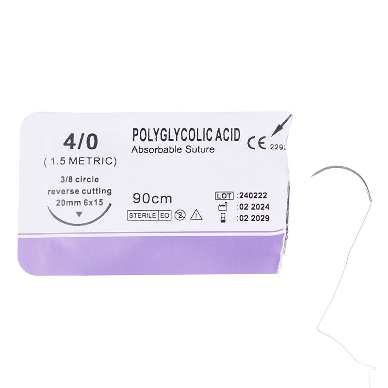 Absorbable Suture Thread Pet Dog Specific PGA 90CM With Needle 2-0 3-0 4-0 Teaching Demonstrations Exercises Use