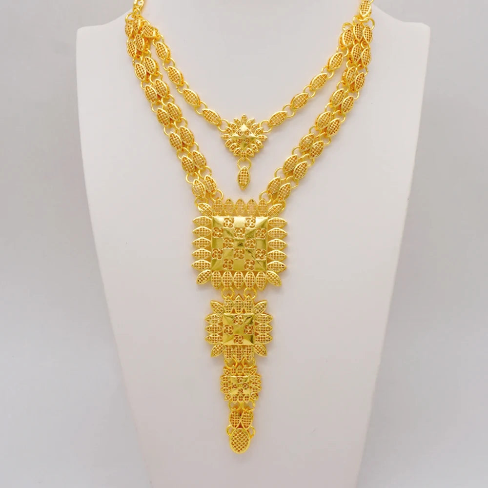 Ethiopian Fashion Women's Jewelry Set African Wedding Jewelry Set Necklace, Bracelet, Earrings, and Ring Set