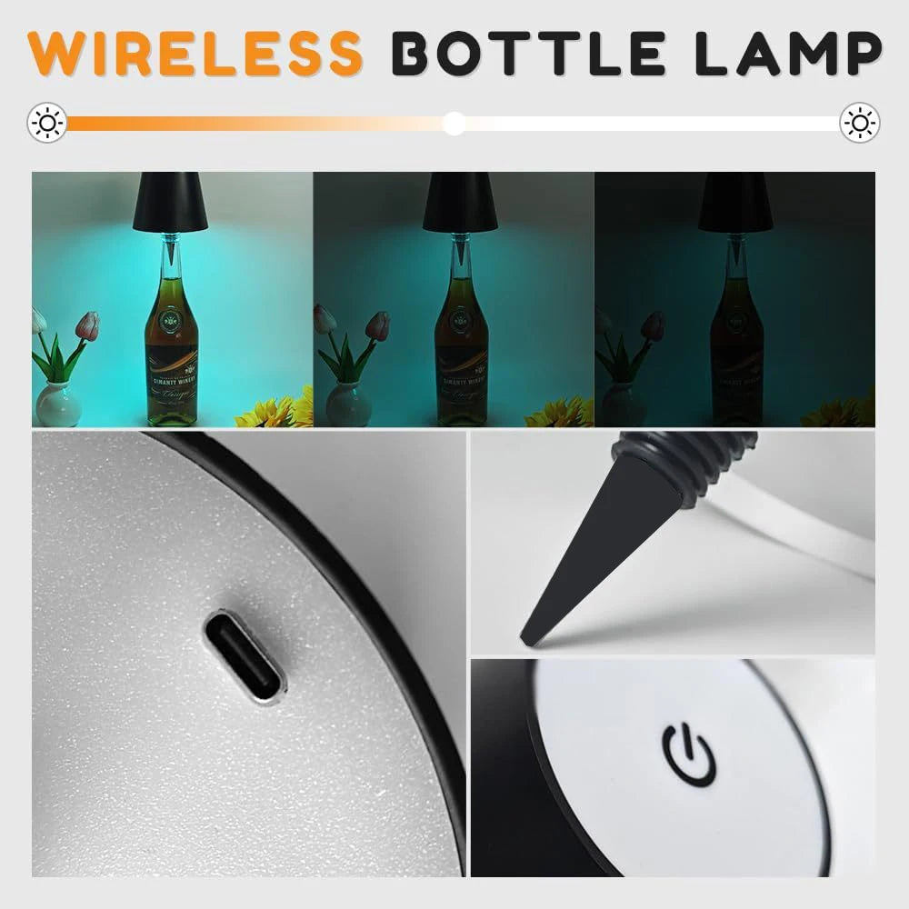 AITHEA Wireless LED Wine Bottle Light Rechargeable Vases Table Lamp Touch Switch Night Light for Cafe Bar Club Restaurant Decor