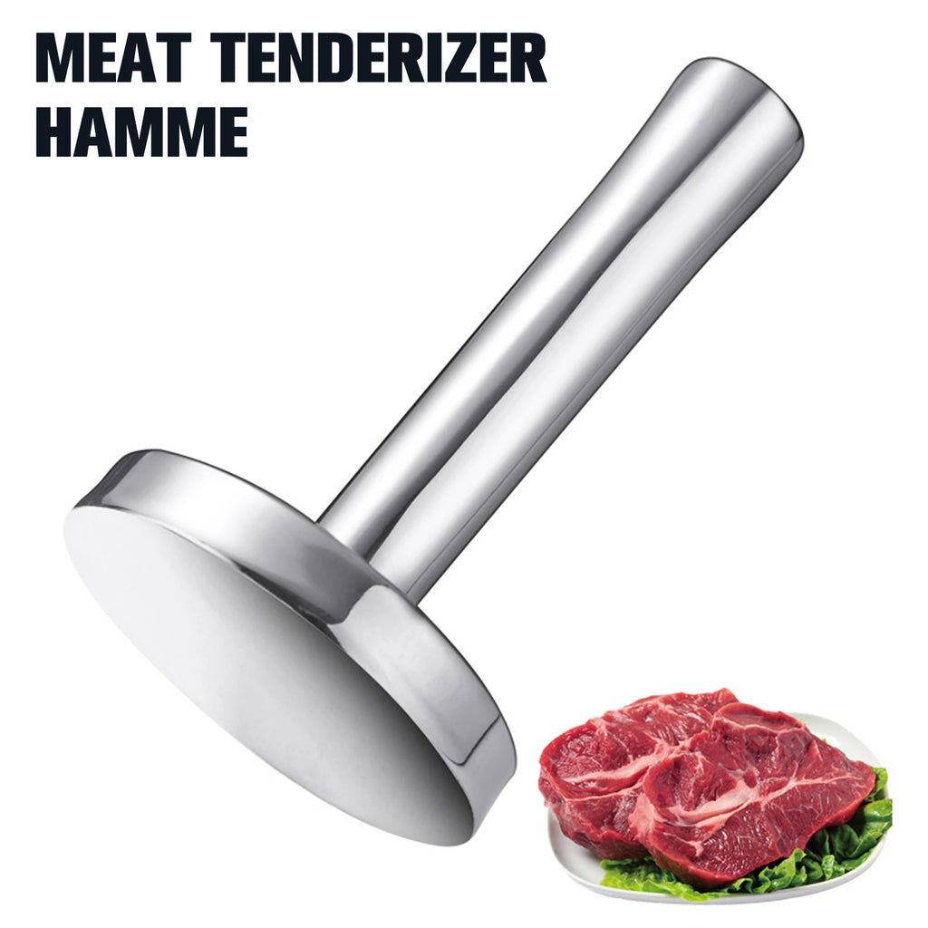 Meat Pounder Flattener Stainless Steel Kitchen Meat Mallet Large Round Meat Mallet Tenderizer Tool Rust Proof Chicken Flattener