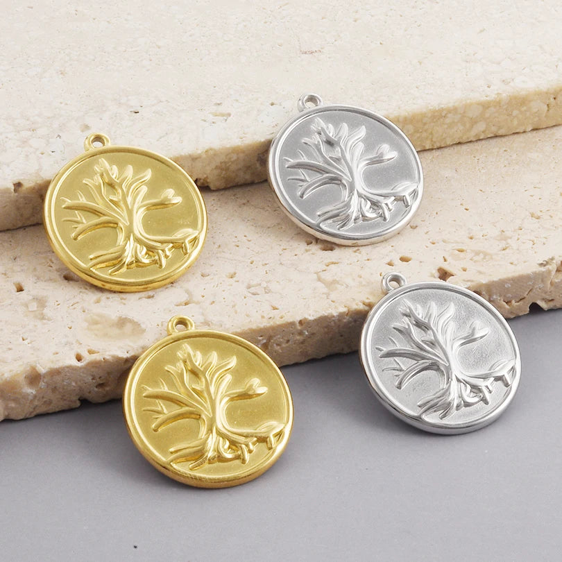 5pcs Stainless Steel Bee Spider Cicada Butterfly Dragonfly Flower Tree Grass Pendants Insects Charms Jewelry Making Accessories