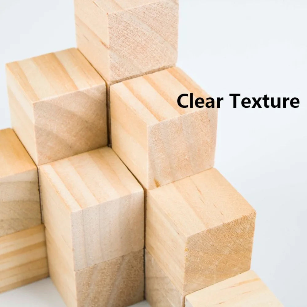 10pcs Natural Wooden Cube Building Block Unfinished Blank Handmade Material Woodwork Craft Kindergarten Model