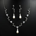 ZAKOL Classic White Rose Gold Color Cubic Zirconia  Bridal Jewelry Sets Leaf Shape Choker Earrings Wedding Dress for Women