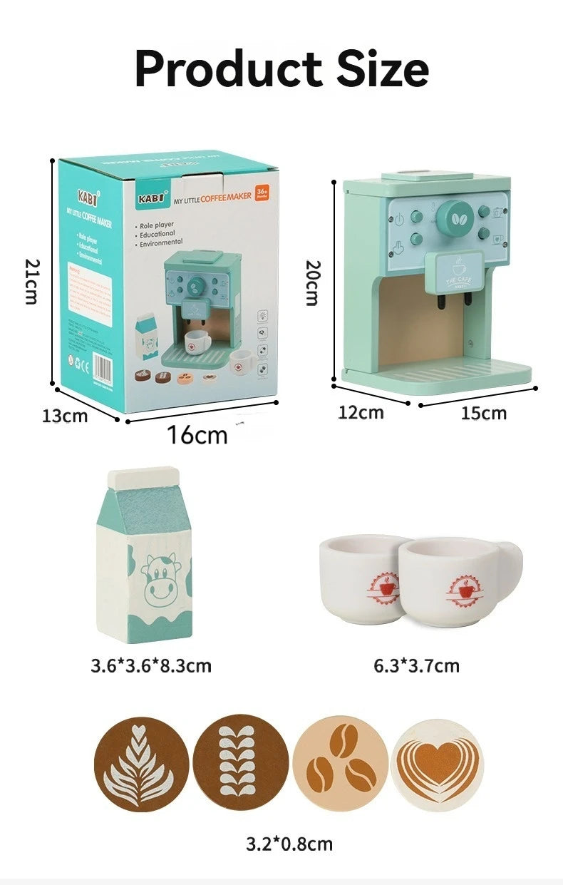 Kid Wooden Kitchen Pretend Play Toy Simulation Wooden Coffee Machine Juicer Toaster Machine Mixer Early Learning Educational
