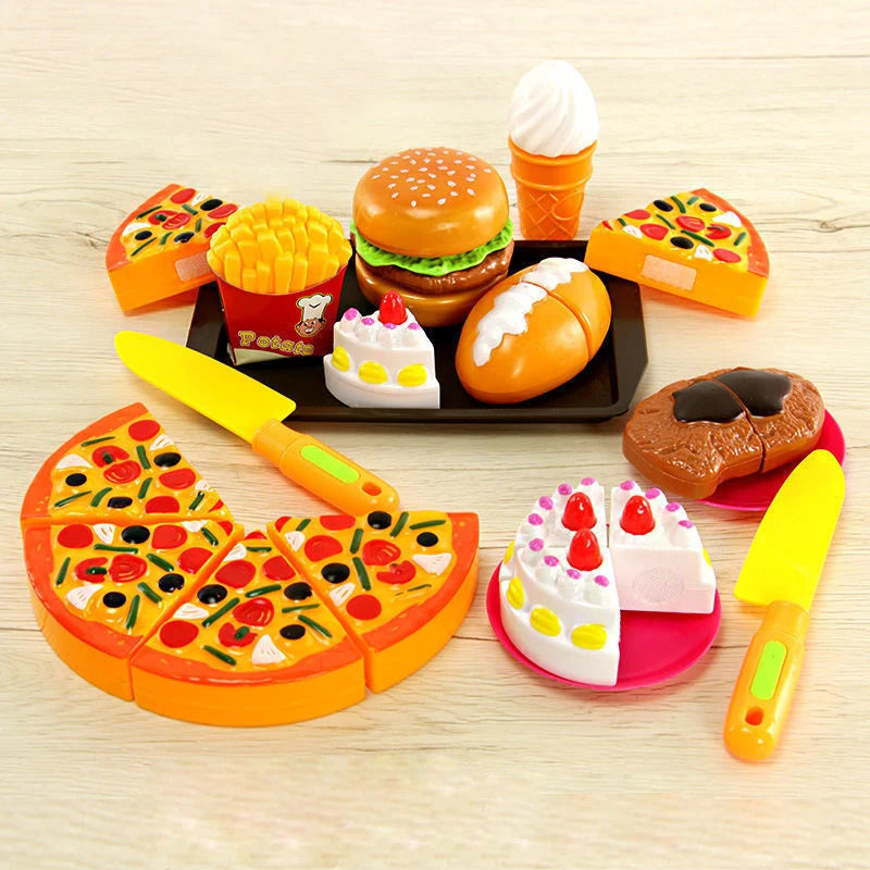 Cutting Fruits Vegetables Toys Set Game Baby Plastic Food Toy Simulated Kitchen Toy Children Pretend Play Cakes Toys Girls Gifts