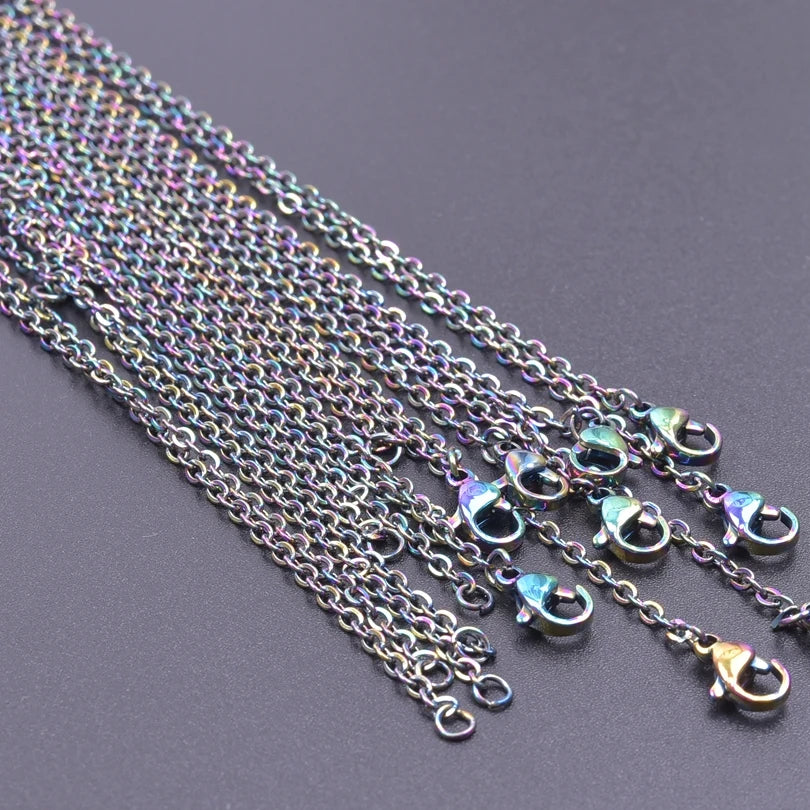 50/60cm Wholesale Stainless Steel Rolo Link Chain Necklaces For Women Men Accessories 10/20/30pcs/Lot Metal Necklace DIY Jewelry