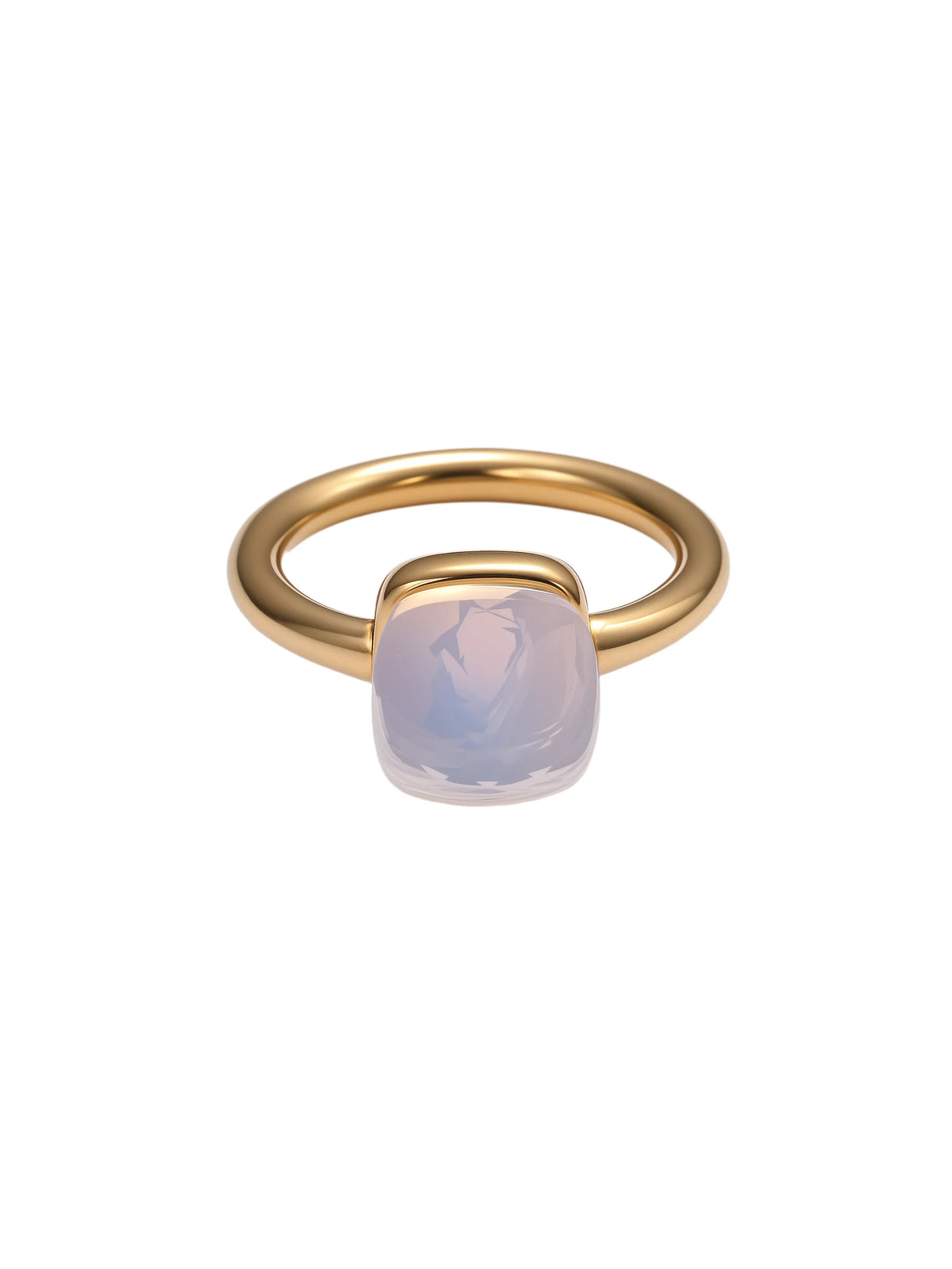 Colorful Crystal Nude Ring for Women 18K Gold Plated Stainless Steel Candy Color Square Stone Statement Rings Jewelry Gift