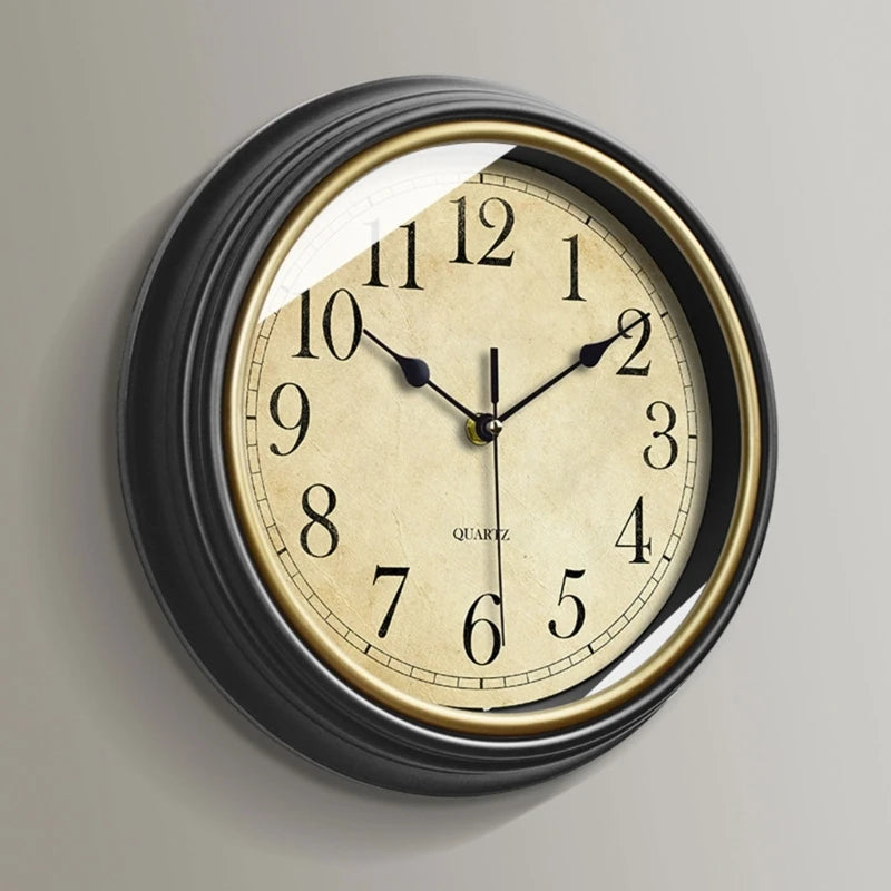 Wall Clock 12-inch Large Retro Wall Clocks Non Ticking Classical Quiet Clocks Living Room Kitchen Bedroom Office Decor A0KF