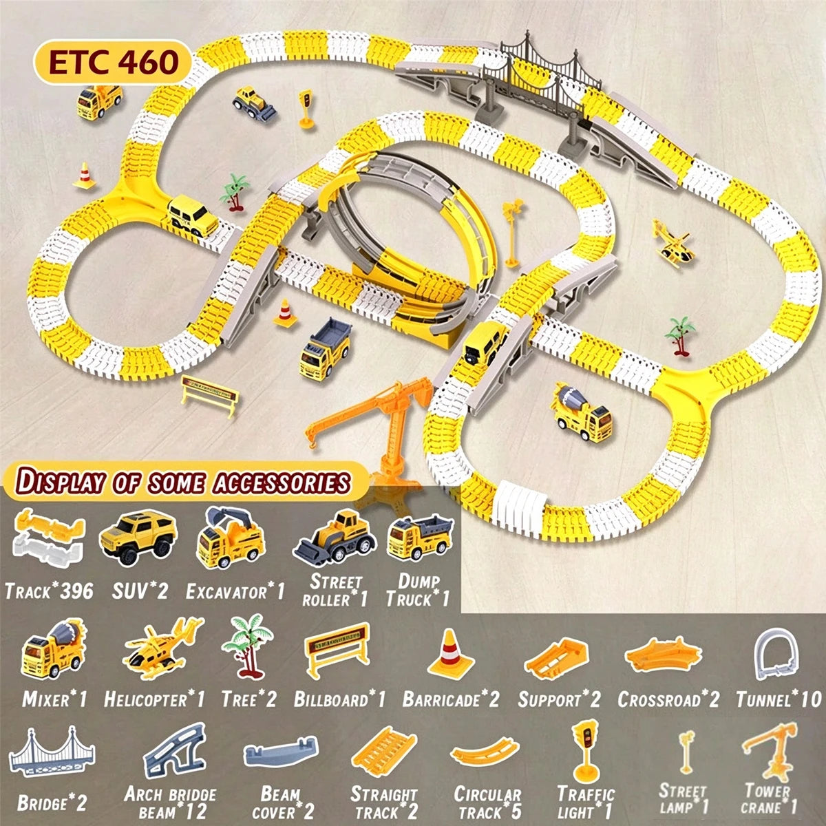 137pc Boys Halloween Christmas Gifts DIY Car Track Assemble Puzzle Toys Parent-Child Interactive Building Toys Family Party Toys
