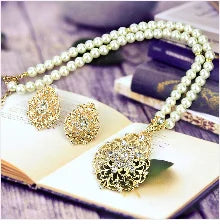 Arabic Jewelry Sets Morocco Choker Necklace Dangler Earring Bracelet Ring Gold Color Ethnic Women Charm Bijoux