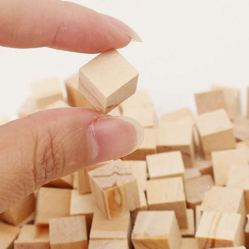 Square Small Wooden Block Model, Solid Wood DIY Handmade Wooden Block Assembly, Children's Baby Puzzle Toy Decor Handcraft Arts