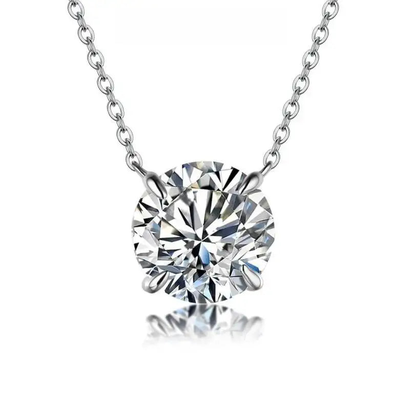 SG Moissanite Diamond 6.5mm 1CT Woman Pendant 925 Silver Necklace For Women Chains Party Bridal Fine Jewelry