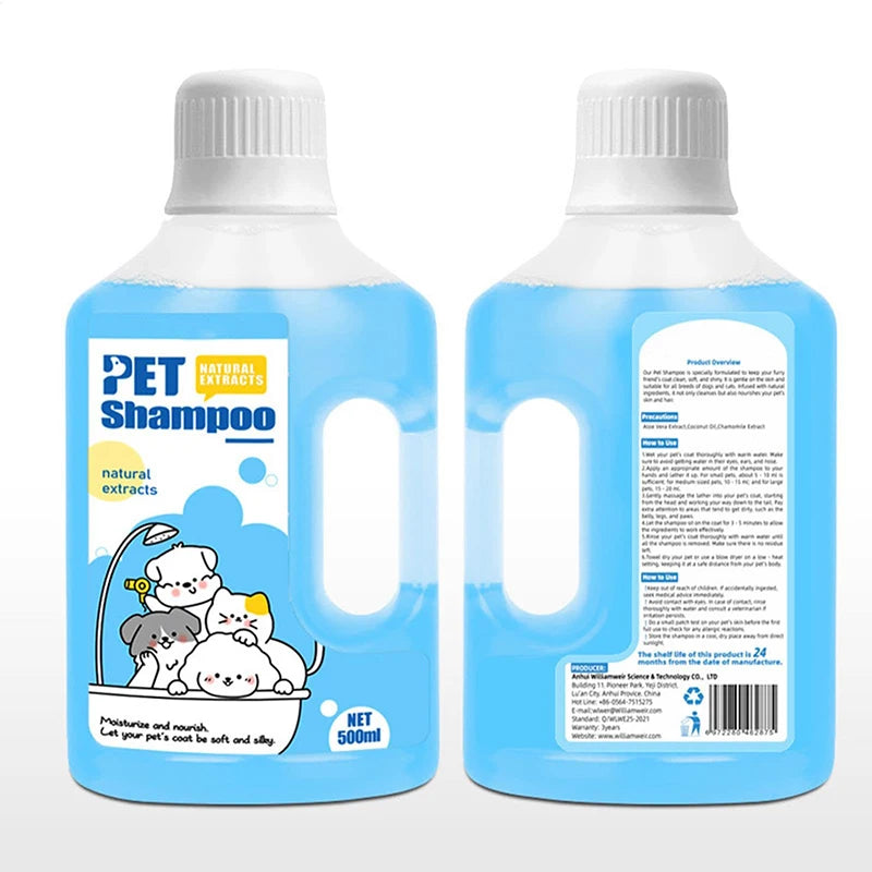 500ml Pet Shower Gel Gentle Cleaning Deodorizing Anti-itching Long-Lastin Fragrance Bath Shampoo for Puppy Cat Pet Care Supplies