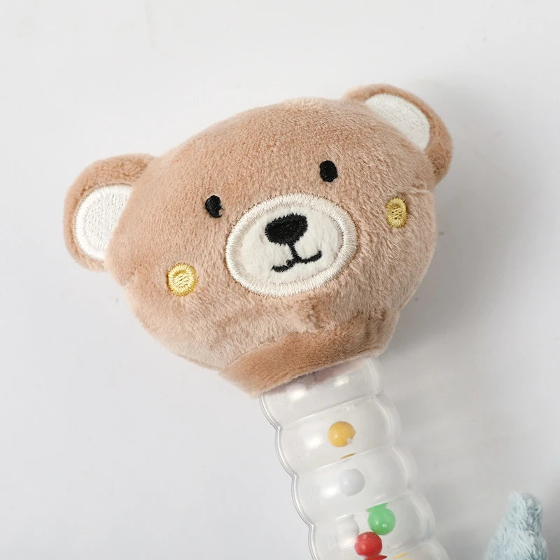 0-12Baby Bear Rattle Early Learning Educational Toy Sensory Soothing Soft Plush Animal Rattle for Crib Handheld Baby Toy Toddler
