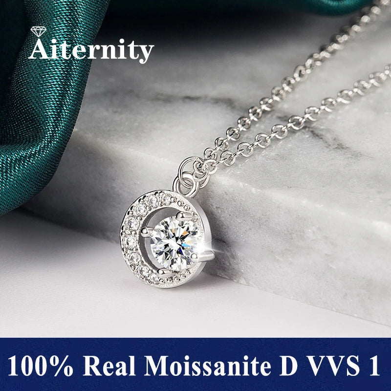 Fashion Luxury Trendy Classic 1ct GRA Moissanite Irregular Sqaure Necklace For Charm Women 925 Silver Party Jewelry Gift
