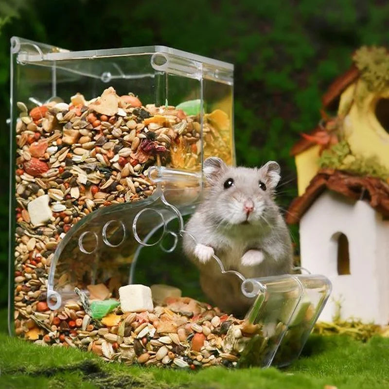 Hamster Food Feeder Automatic Transparent Large Capacity Acrylic Small Animal Food Dispenser for Guinea Pig Bird Rabbit