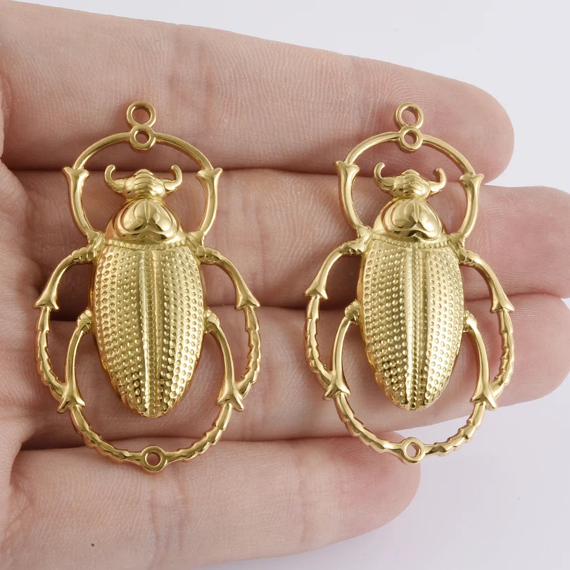 5pcs Stainless Steel Bee Spider Cicada Butterfly Dragonfly Flower Tree Grass Pendants Insects Charms Jewelry Making Accessories