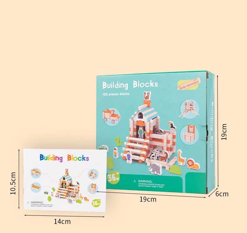 Wooden Building Blocks Set Toddler Natural Wood Block Montessori Learning Toy Stacking Toys Building Blocks Gifts for Kids Age 3