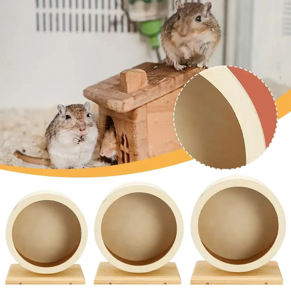 Mute Wooden Hamster Silent Running Wheel With Cork Pad Bracket