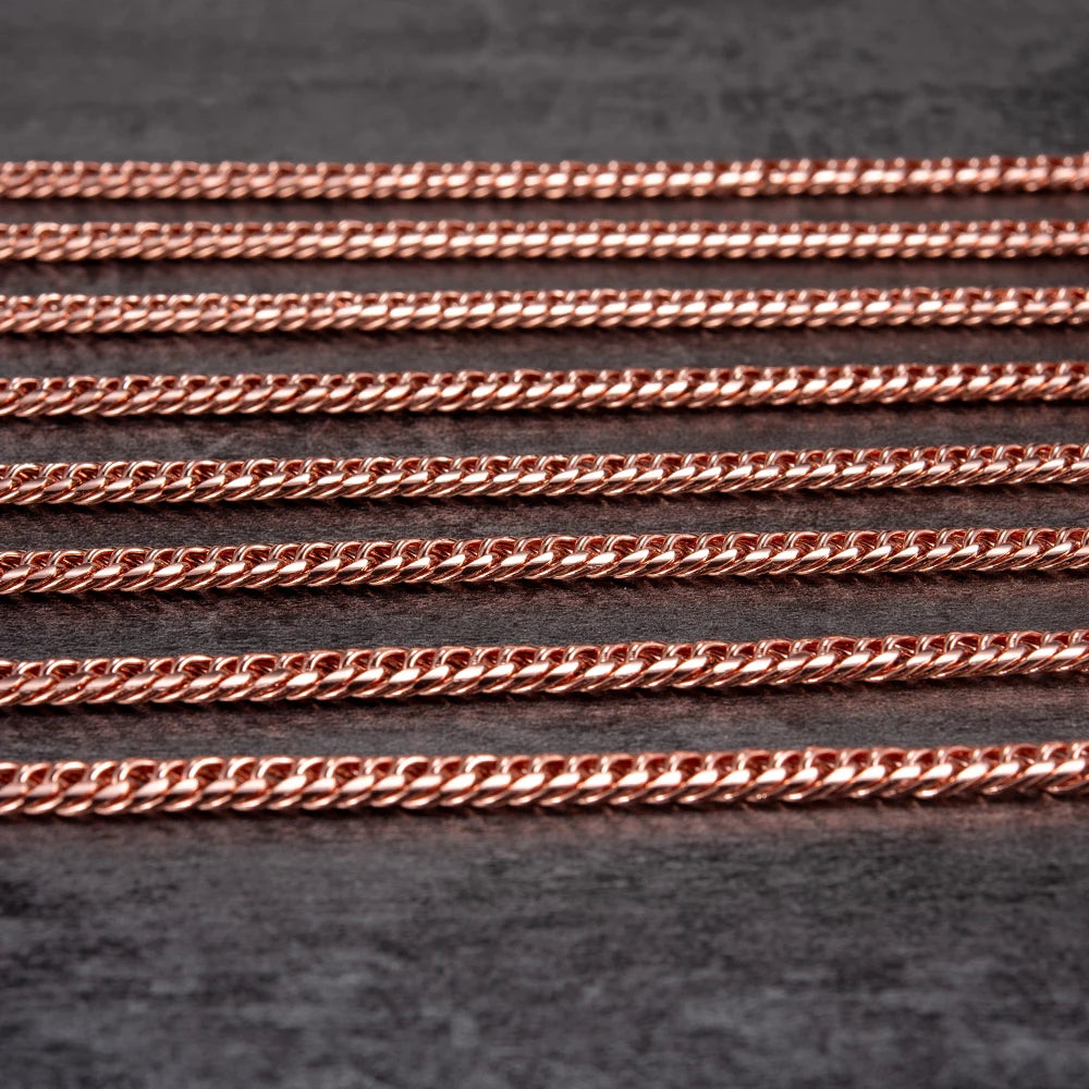 Vinterly Cuban Chain Long Necklace for Men Women Red Copper Adjustable 20/22 Inch Twisted Necklaces Anti-scratch Chain Jewelry