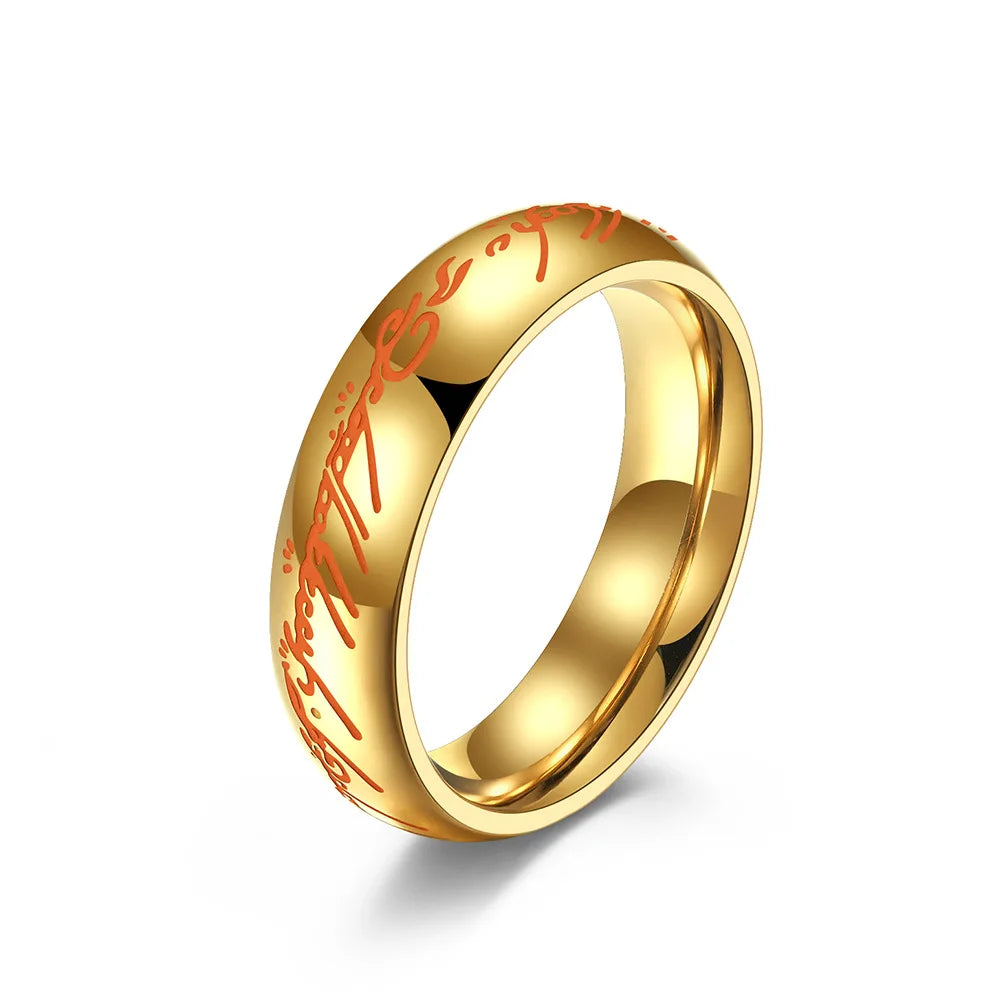 Lord of the one Rings thick chain advanced pearl chain movie with the same necklace ring hip-hop 3D carving inside and outside.