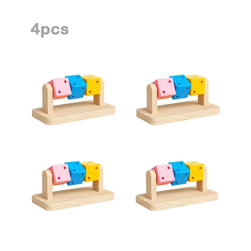 Wooden Hamster Fun Cube Chew Toy Colorful Natural Wood Teeth Grinding Toy Hideout Plaything for Syrian Hamster