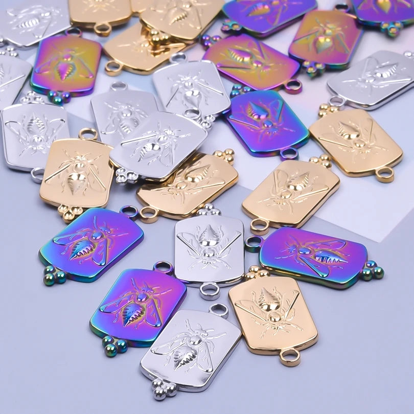 10PCS Ancient Egyptian Scarab Beetle Pendants Charms Stainless Steel Dragonfly Butterfly Pendant for Jewelry Making DIY Necklace