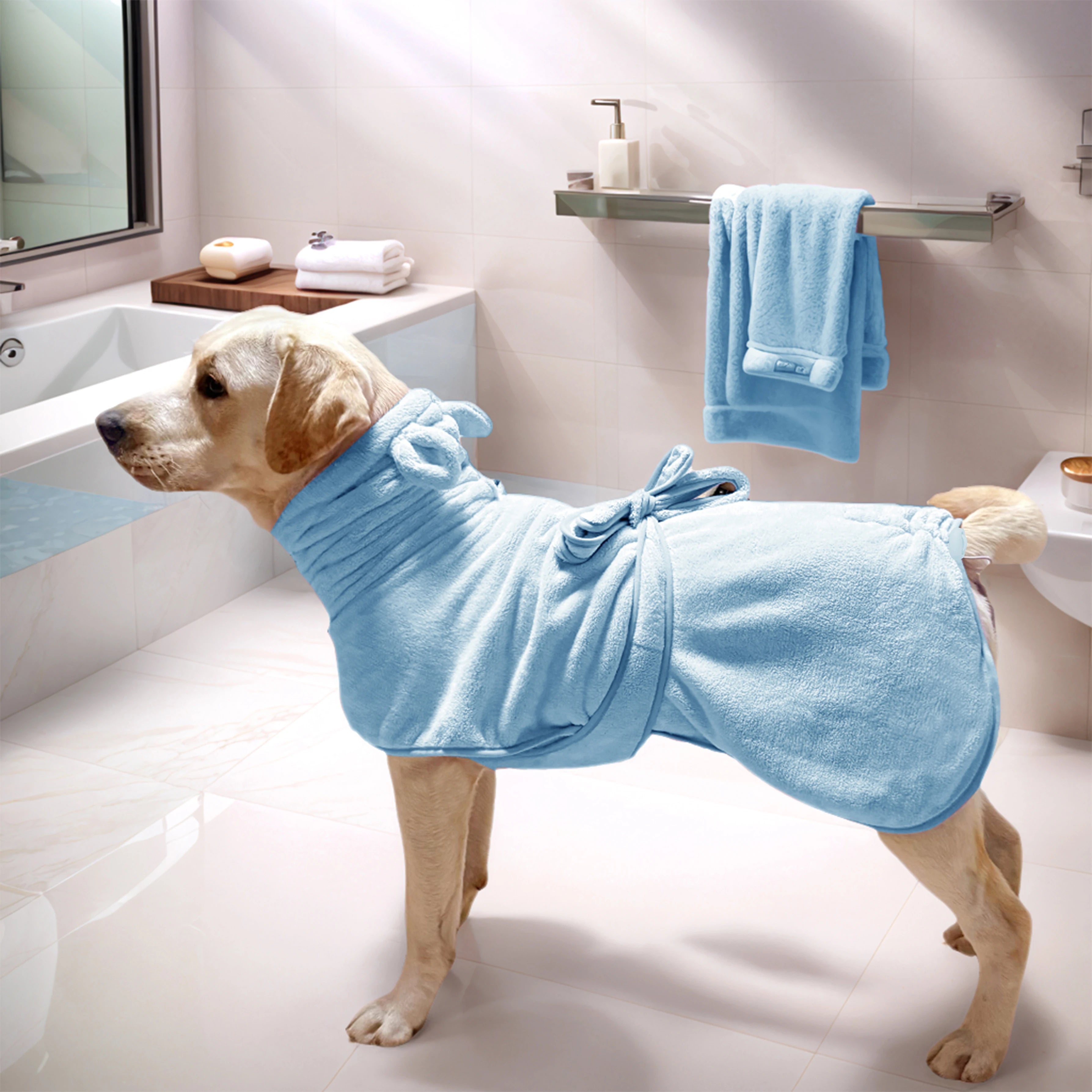 Quick Drying Soft Pet Bath Towel Robe Absorbent Soft Pet Bathrobe Dog Bath Towel for Small Big Medium Dogs and Cat