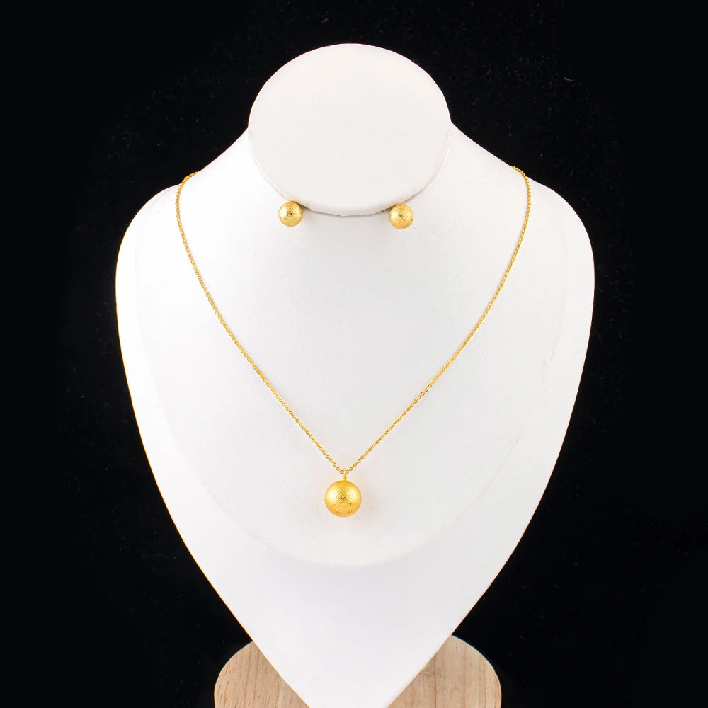 Italian  Gold Color Jewelry Set for Women Small Design Earrings and Necklace 2Pcs Set for Party Daily Wear Girls Gifts Jewelry
