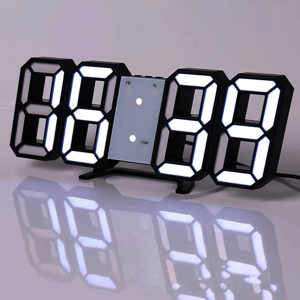 3D LED Digital Wall Clock ,9.7", Large Display Table/ Desk Clock with Remote Control 12/24H Temperature
