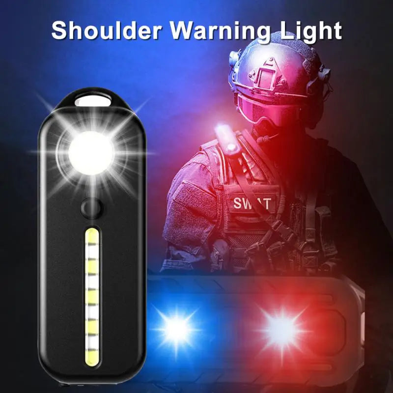 LED Red and Blue Shoulder Light with Clip USB Rechargeable Flashlights Warning Safety Torch Bike Warn LANTERN