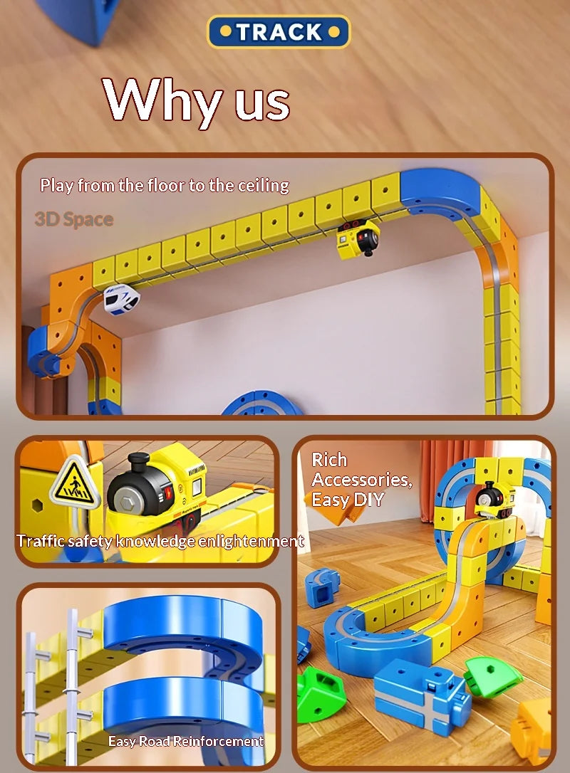 Educational Anti-Gravity Magnetic Building Blocks High-Speed Railway Toy Train Set Changeable Tracks Interactive Play Vehicle