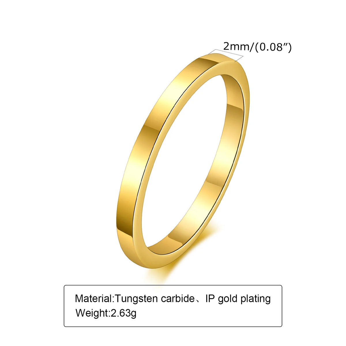 Vnox 2/4/6/8mm Tungten Ring for Men Women, Baisc Simple Gold Color Wedding Band, Anti Scratch Minimalist Ring
