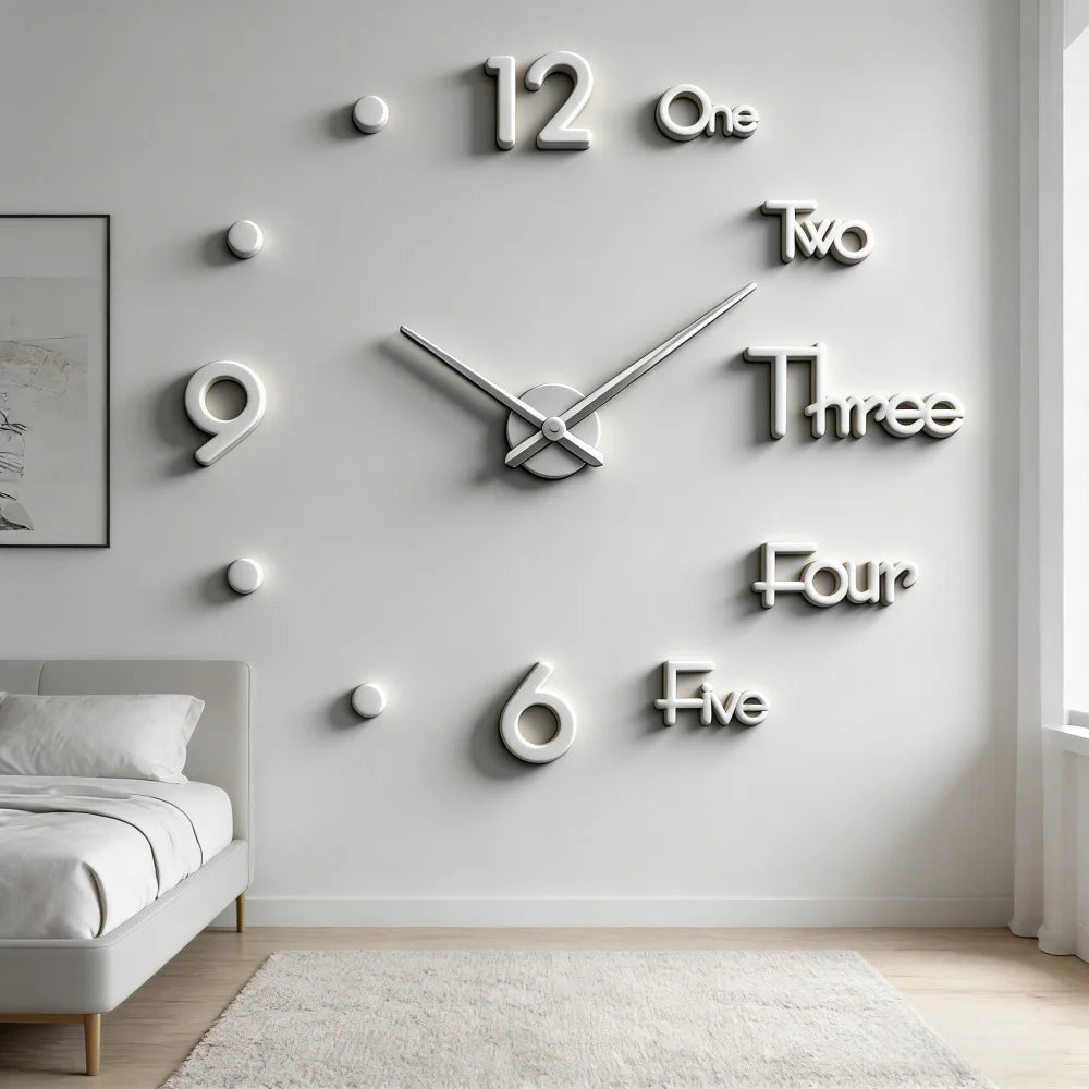 2026 Modern Design Large Wall Clock 3D DIY Quartz Clocks Fashion Watches Acrylic Mirror Stickers Living Room Home Decor Horloge