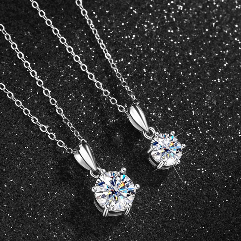 Fashion Luxury Trendy Classic 1ct GRA Moissanite Irregular Sqaure Necklace For Charm Women 925 Silver Party Jewelry Gift
