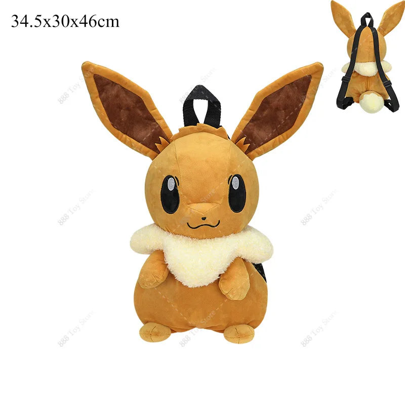 New Arrival Pokemon Plush Backpack Anime Gengar Charizard Piplup Eevee Mimikyu Soft Stuffed Schoolbag Shoulder Bag Toy for Kids