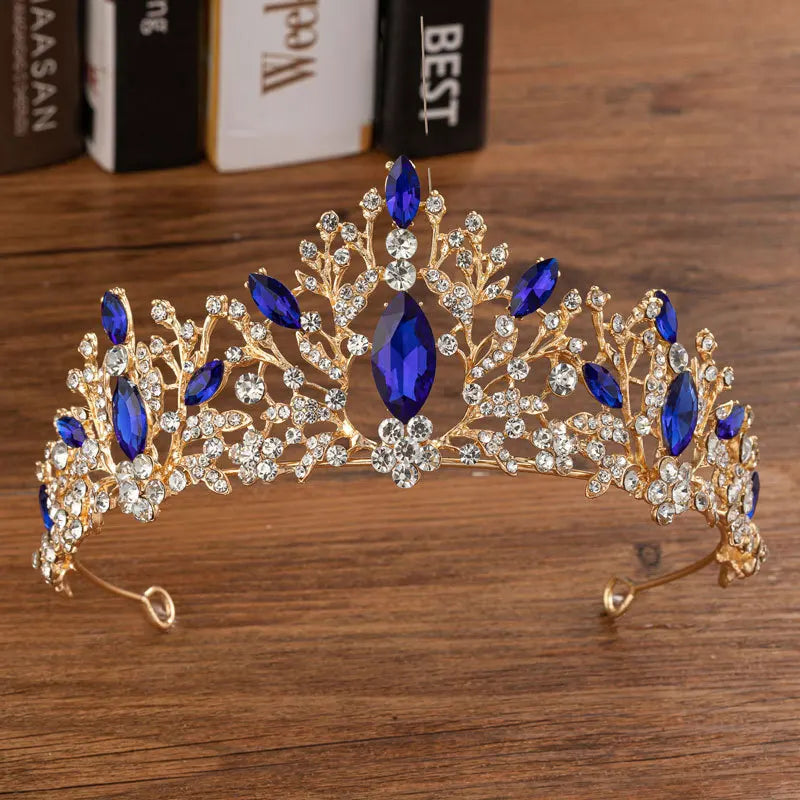 KMVEXO Luxury Heart Crystal Bridal Jewelry Sets Wedding Rhinestone Crown Tiara Earrings Choker Necklace African Bead Jewelry Set
