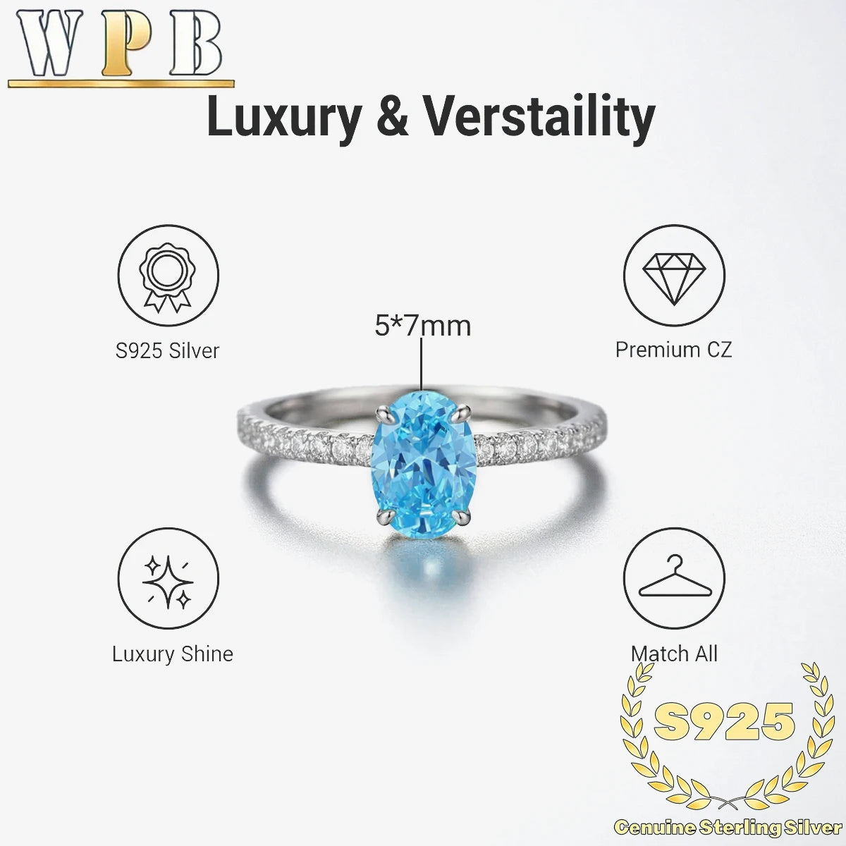 S925 Sterling Silver Ring 5x7mm Sparkling Oval Cut Paraiba Green&Blue CZ Luxury Elegant Gift for Valentine's Day and Birthday‌