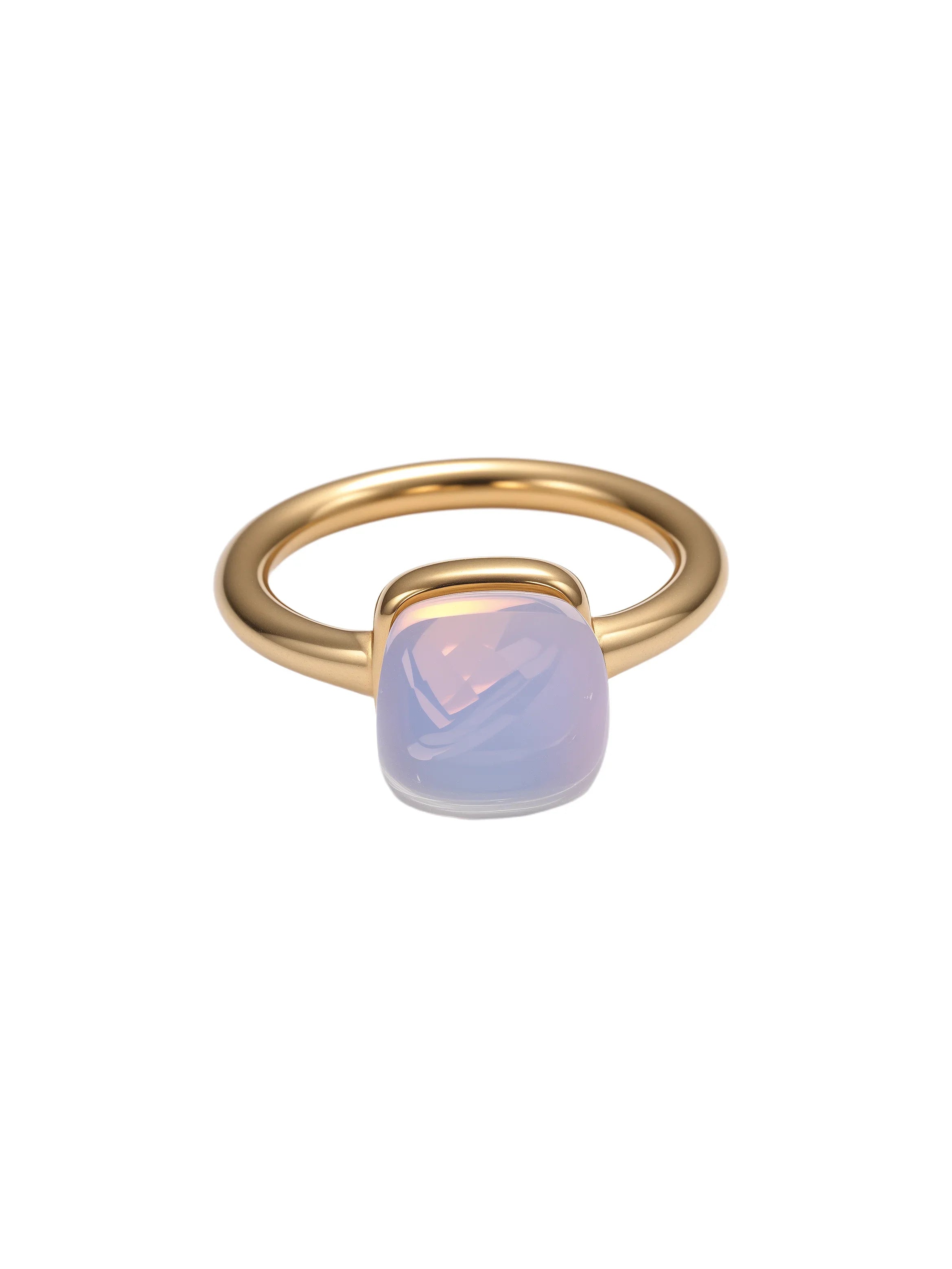 Colorful Crystal Nude Ring for Women 18K Gold Plated Stainless Steel Candy Color Square Stone Statement Rings Jewelry Gift