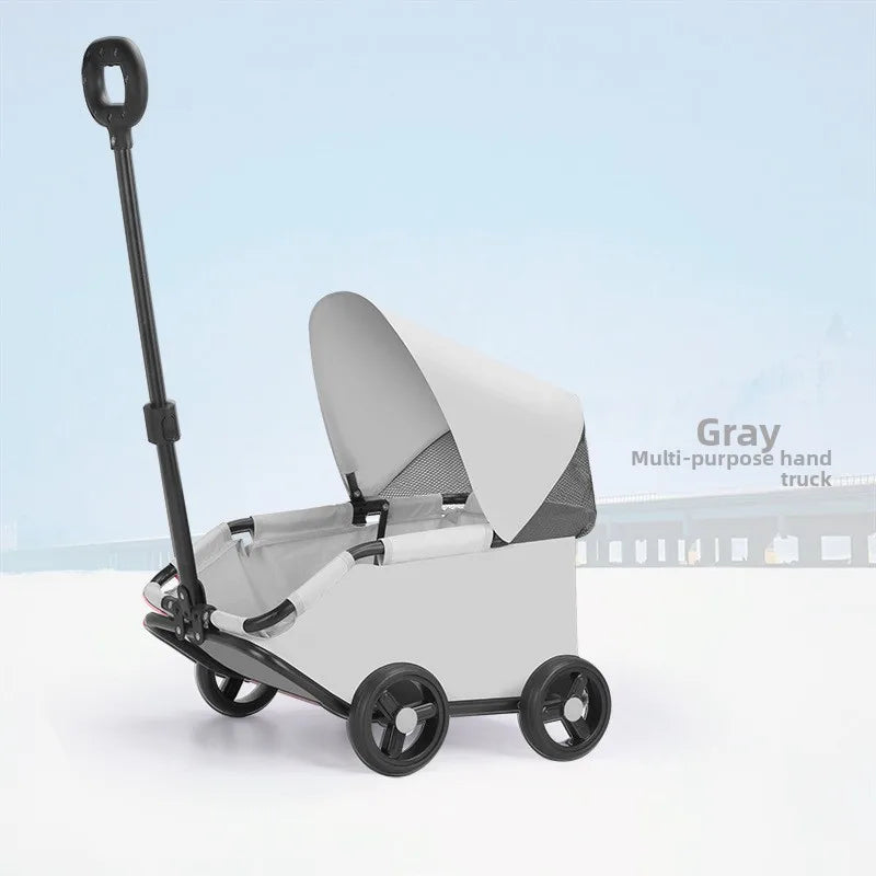 Foldable Small Pet Stroller Cart Lightweight Oxford Dog Cat Carrier Trolley Telescopic Pull Wagon Outdoor Walking Shopping