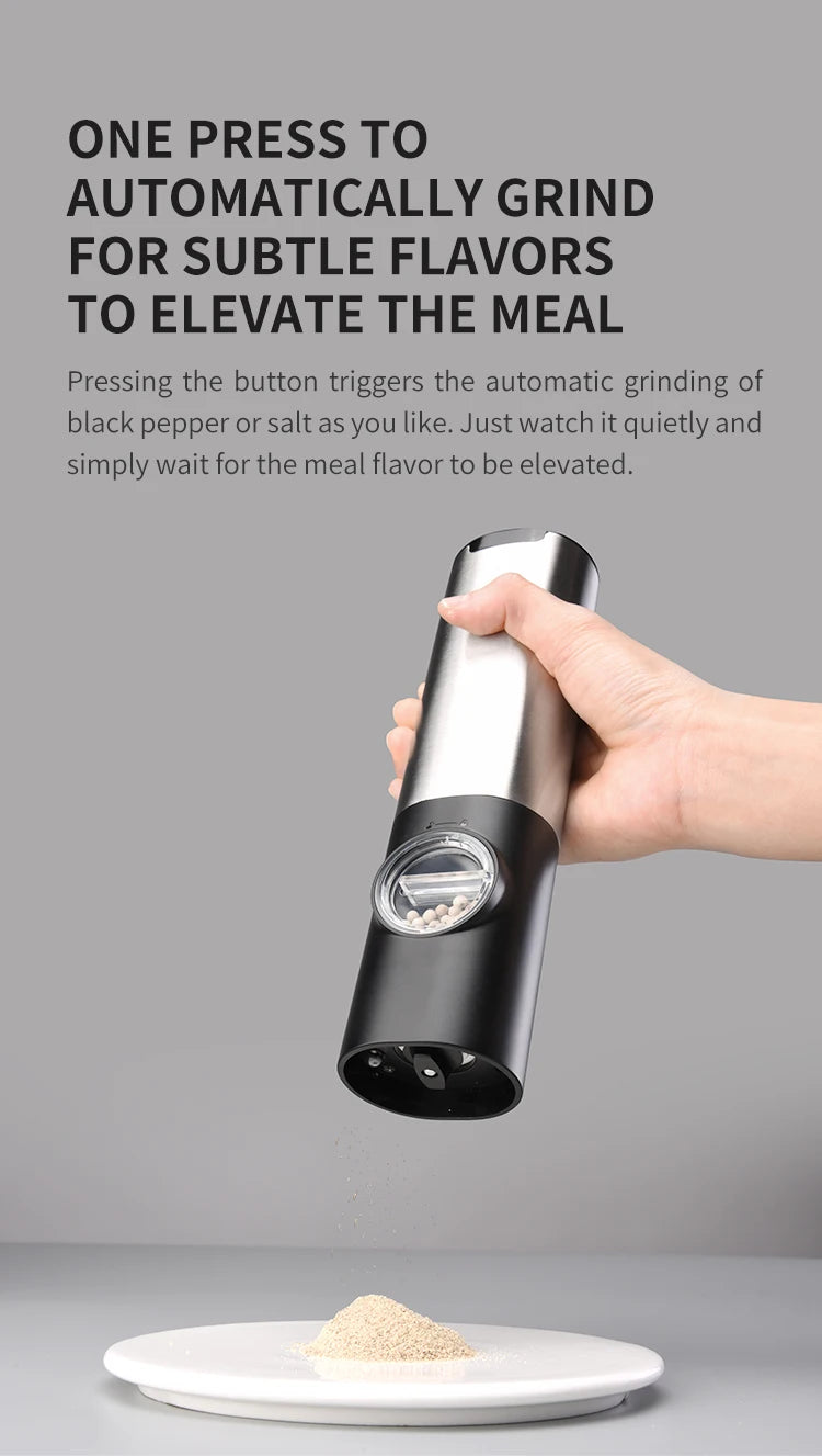 1/2pcs Automatic Pepper Grinder Salt And Pepper Grinder USB Rechargeable Adjustable Coarseness Spice Mill for Kitchen Tool
