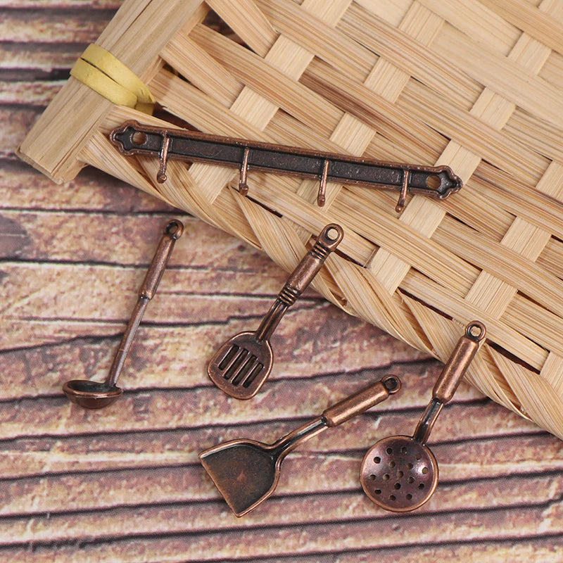 1/12 Dollhouse Miniature Accessories Mini Shovel Soup Spoon Storage Holder Simulation Furniture Kitchen Utensils For Decoration