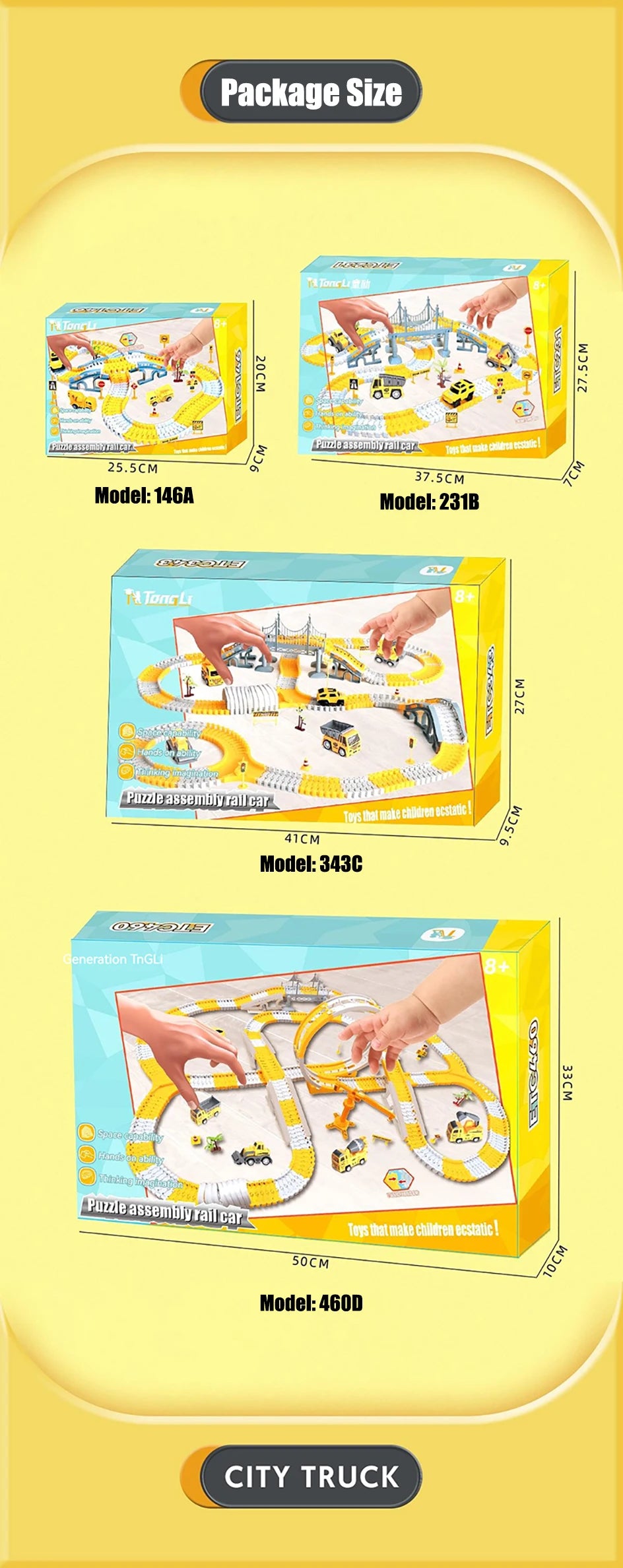 DIY Building Block Track Splicing Puzzle Toy, Electric Track Toy Engineering Minin Car Set Puzzle Kids Toys Track Car Train Toys