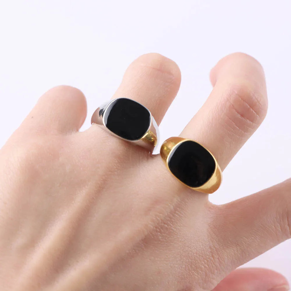 10/20/30/50Pcs/Lot Classic Fashion Black Square Ring For Men Women Mix Color Jewelry Party Gifts Wholesale