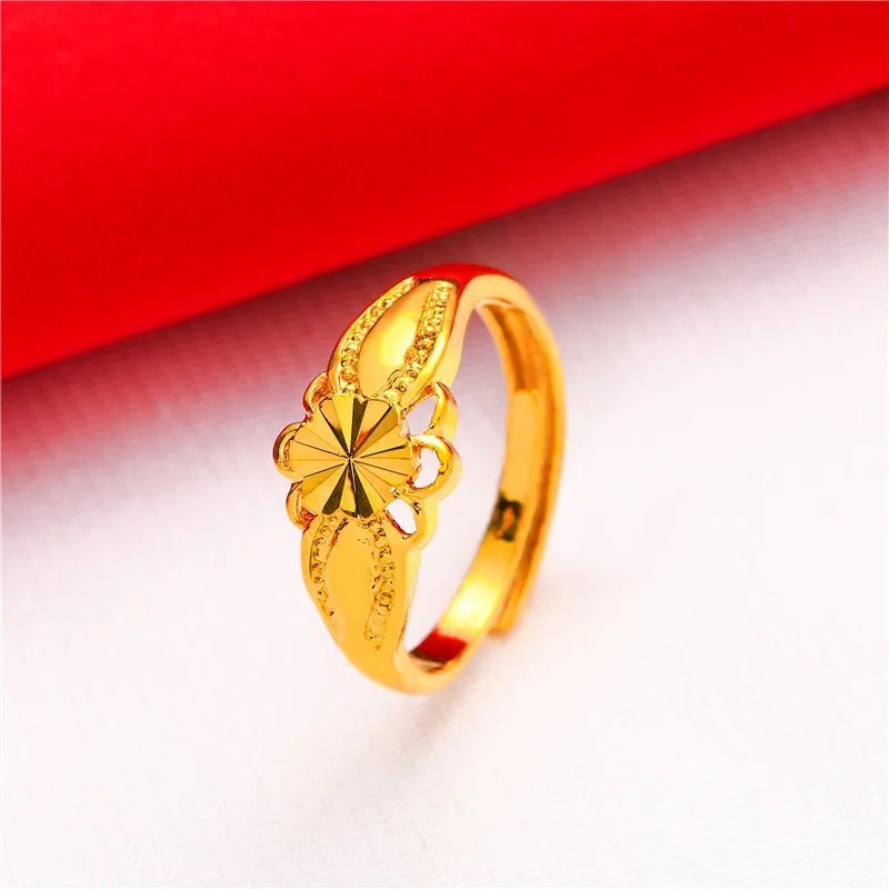 ANIID Dubai Gold Color Ring For Women Resizable Brazilian Wedding Bride Arabic Ethiopian Finger Ring Nigerian Jewellery Moroccan